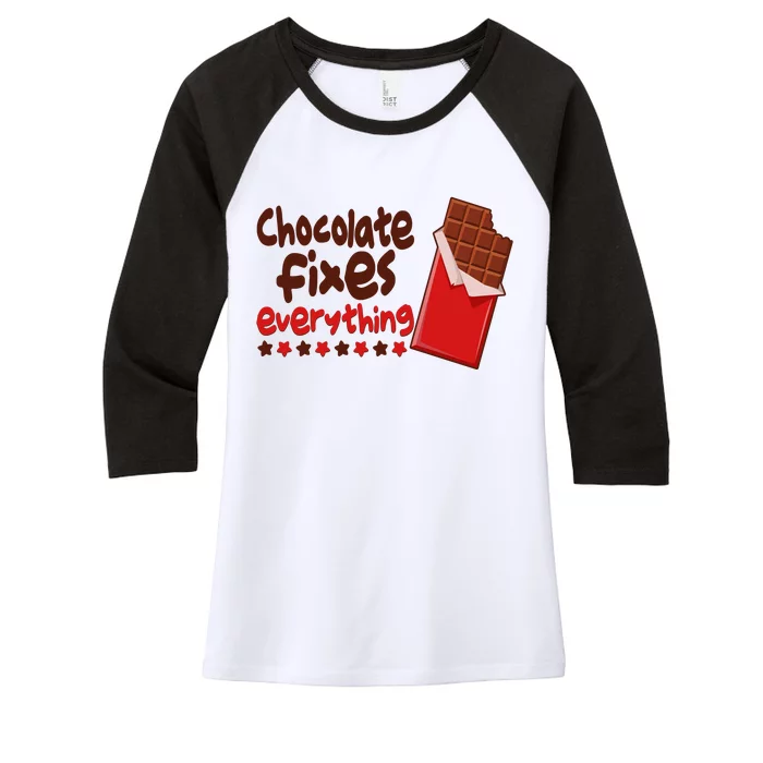 Chocolate Fixes Everything Chocolate Candy Bar Women's Tri-Blend 3/4-Sleeve Raglan Shirt