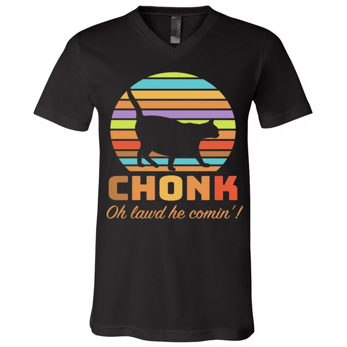 Chonk Scale Cat Meme V-Neck T-Shirt