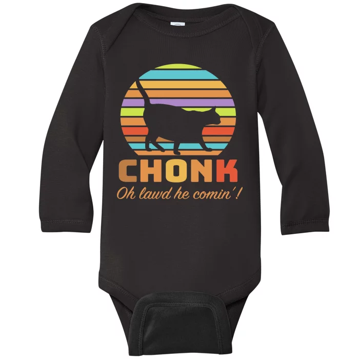 Chonk Scale Cat Meme Baby Long Sleeve Bodysuit