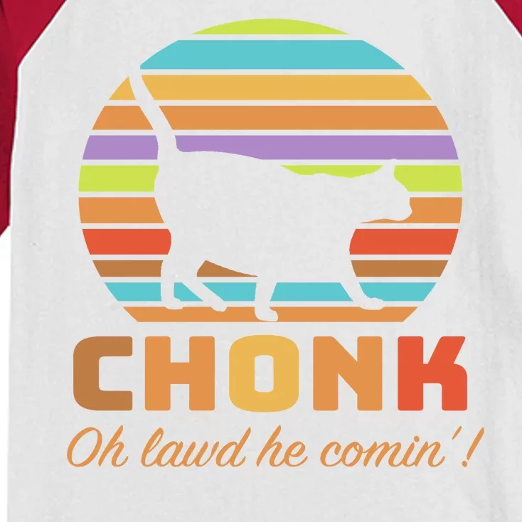 Chonk Scale Cat Meme Kids Colorblock Raglan Jersey