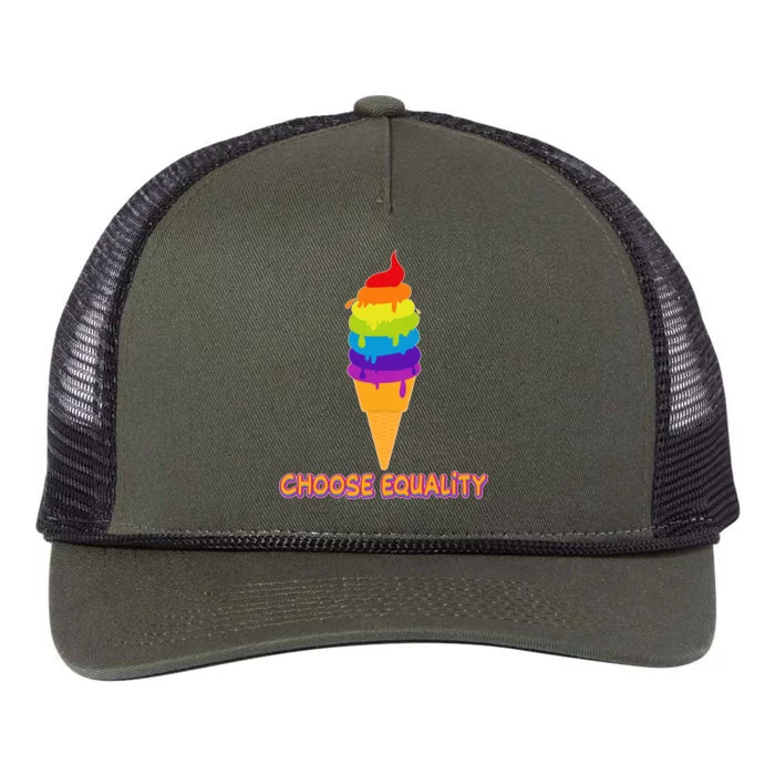 Choose Equality Rainbow Ice Cream Retro Rope Trucker Hat Cap