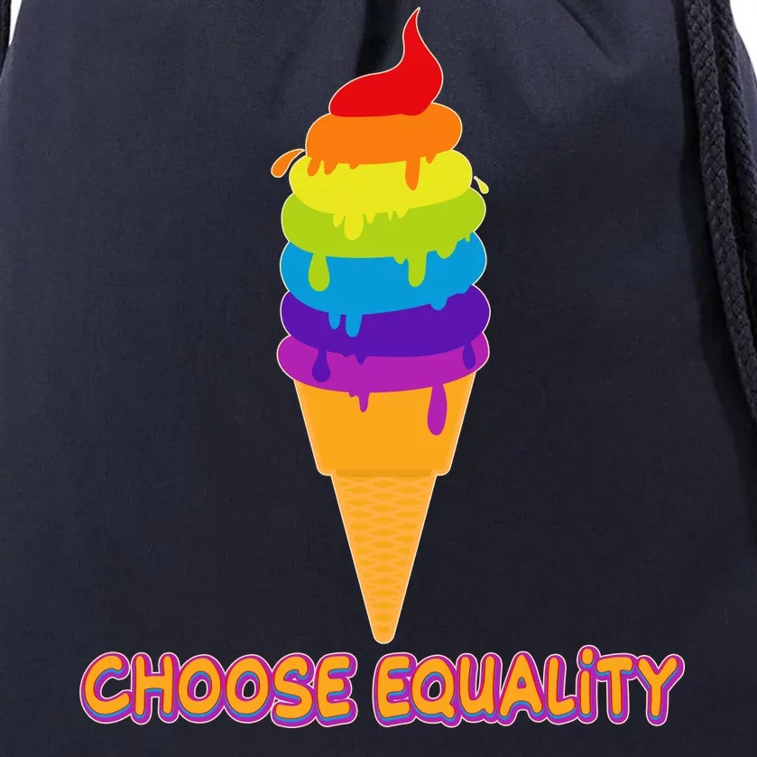 Choose Equality Rainbow Ice Cream Drawstring Bag