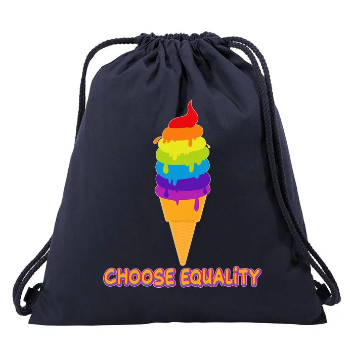 Choose Equality Rainbow Ice Cream Drawstring Bag