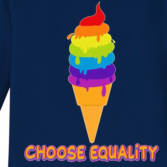 Choose Equality Rainbow Ice Cream Baby Long Sleeve Bodysuit