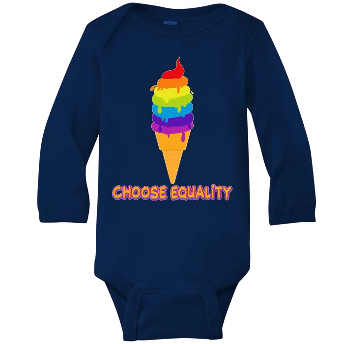 Choose Equality Rainbow Ice Cream Baby Long Sleeve Bodysuit