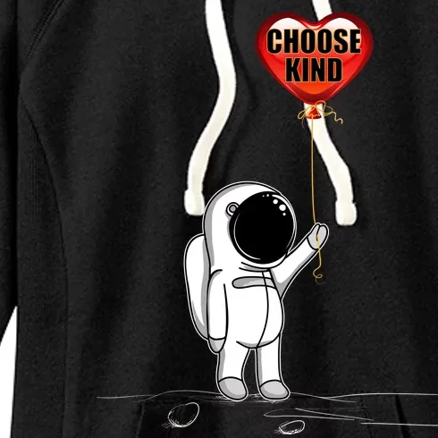 Choose Kind Astronaut Balloon Heart Anti Bullying Women's Fleece Hoodie