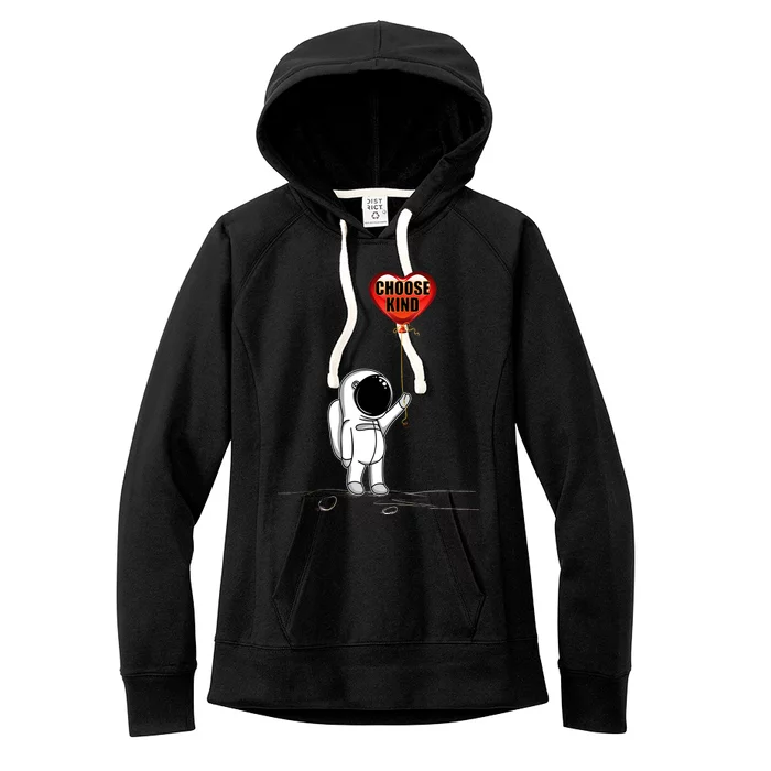 Choose Kind Astronaut Balloon Heart Anti Bullying Women's Fleece Hoodie