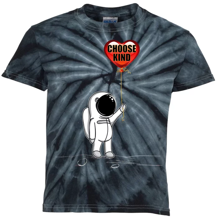 Choose Kind Astronaut Balloon Heart Anti Bullying Kids Tie-Dye T-Shirt