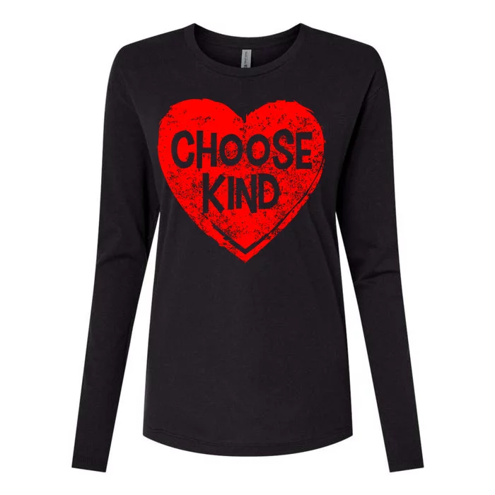 Choose Kind Distressed Heart Anti-Bullying Womens Cotton Relaxed Long Sleeve T-Shirt