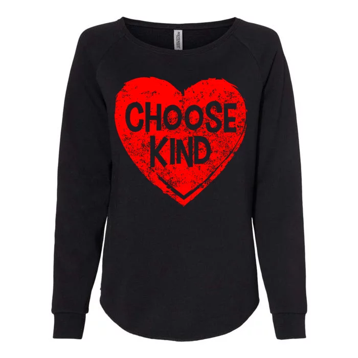 Choose Kind Distressed Heart Anti-Bullying Womens California Wash Sweatshirt