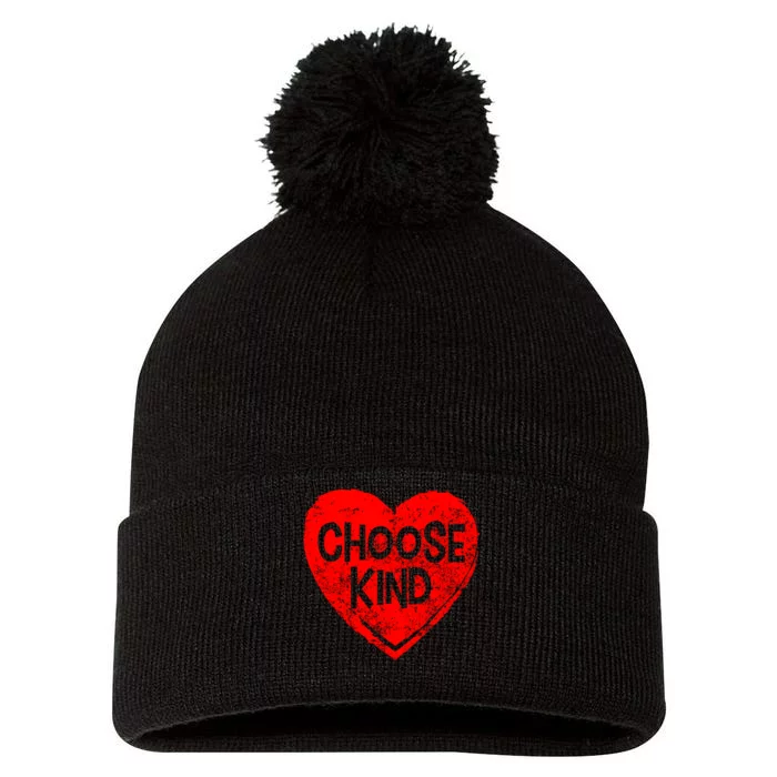 Choose Kind Distressed Heart Anti-Bullying Pom Pom 12in Knit Beanie