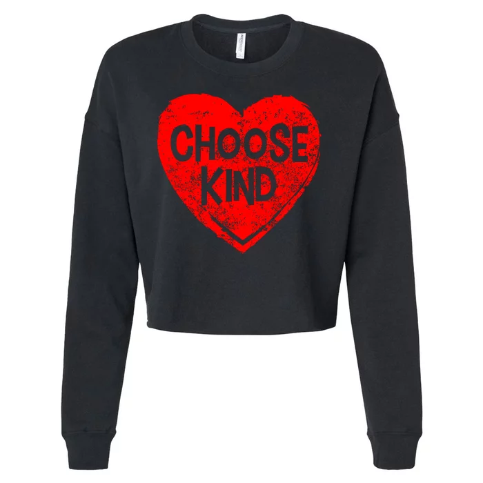 Choose Kind Distressed Heart Anti-Bullying Cropped Pullover Crew