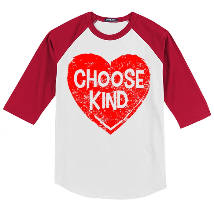 Choose Kind Distressed Heart Anti-Bullying Kids Colorblock Raglan Jersey