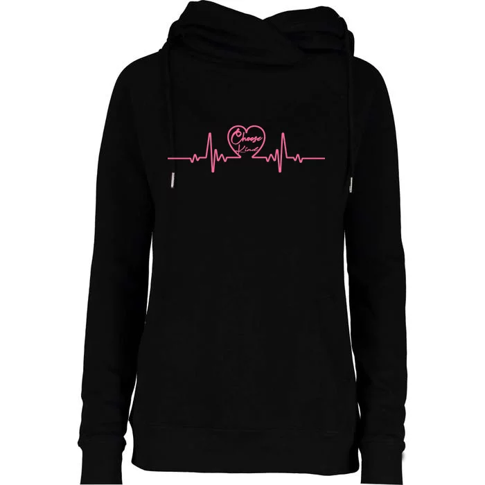 Choose Kind kidness Anti Bullying Heart Womens Funnel Neck Pullover Hood