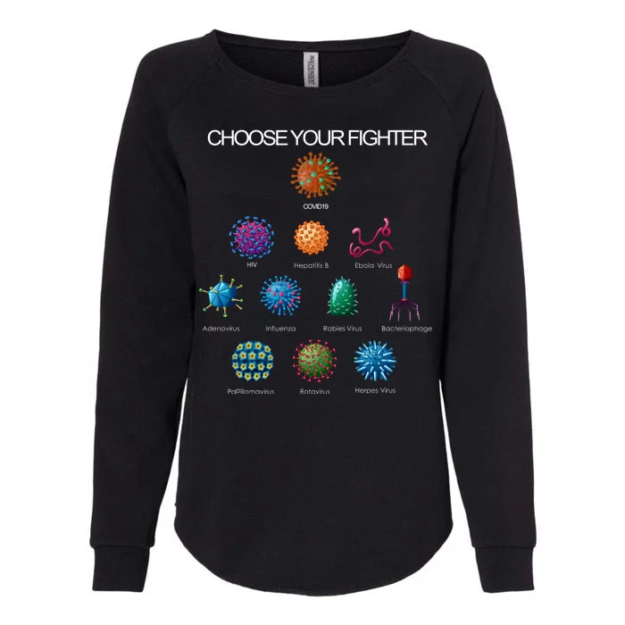 Choose Your Fighter Virus Flu Pandemic Womens California Wash Sweatshirt