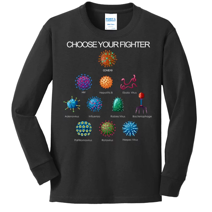 Choose Your Fighter Virus Flu Pandemic Kids Long Sleeve Shirt