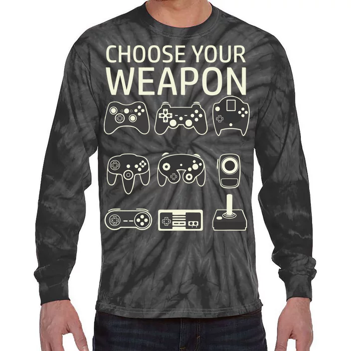 Choose Your Weapon Gaming Controllers Console Gamer Funny Tie-Dye Long Sleeve Shirt