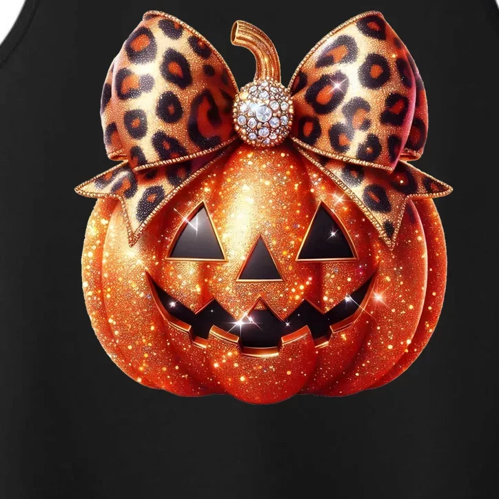 Cute Halloween Pumpkin Leopard Bow Performance Tank