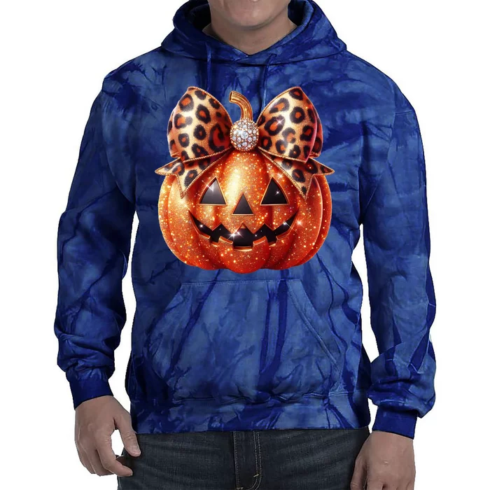 Cute Halloween Pumpkin Leopard Bow Tie Dye Hoodie