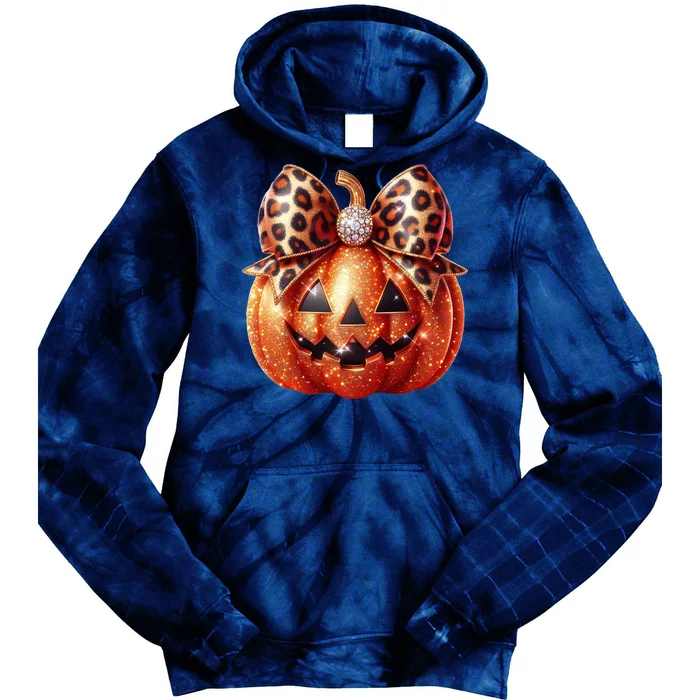 Cute Halloween Pumpkin Leopard Bow Tie Dye Hoodie