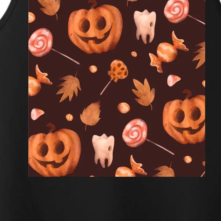 Creepy Halloween Pumpkin Candy Performance Tank