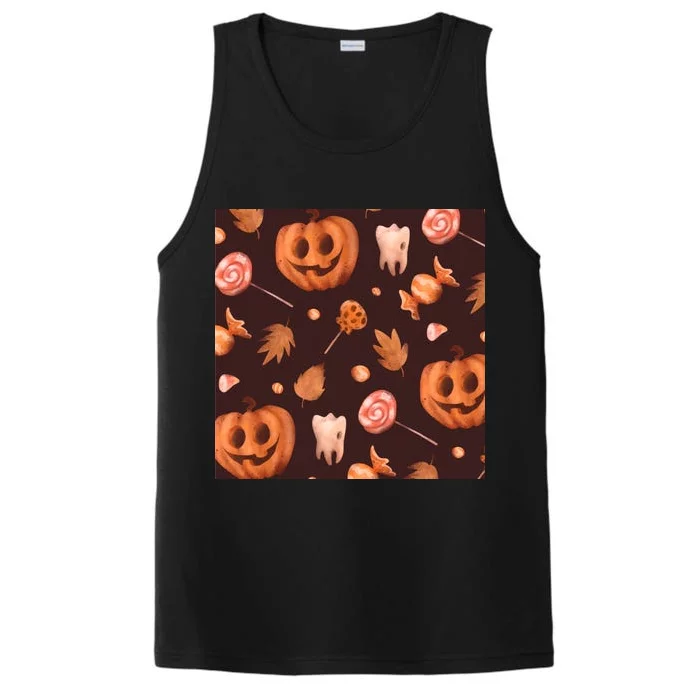 Creepy Halloween Pumpkin Candy Performance Tank