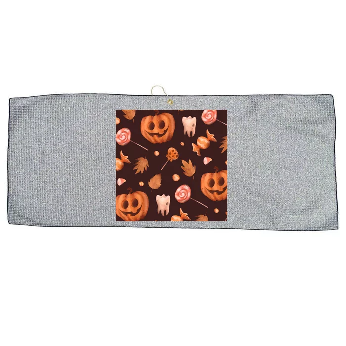 Creepy Halloween Pumpkin Candy Large Microfiber Waffle Golf Towel