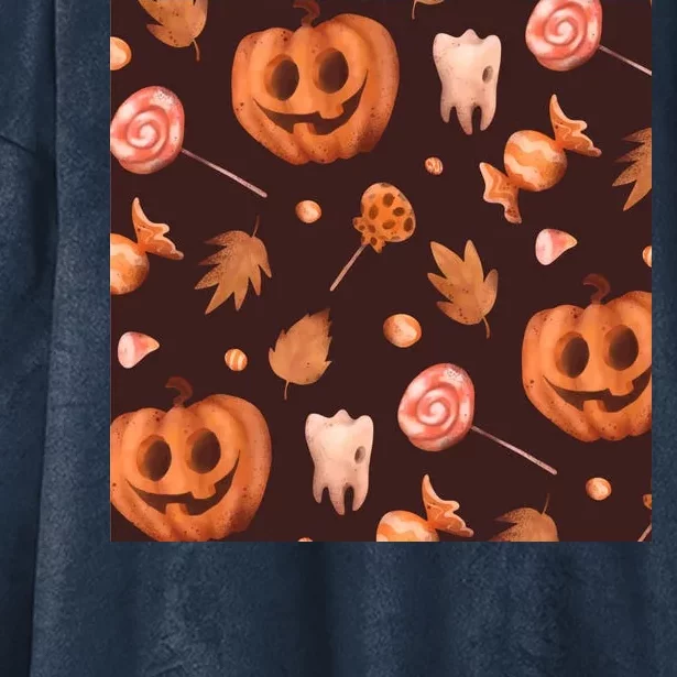 Creepy Halloween Pumpkin Candy Hooded Wearable Blanket