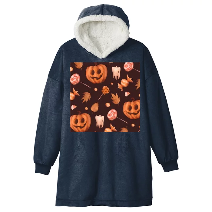 Creepy Halloween Pumpkin Candy Hooded Wearable Blanket