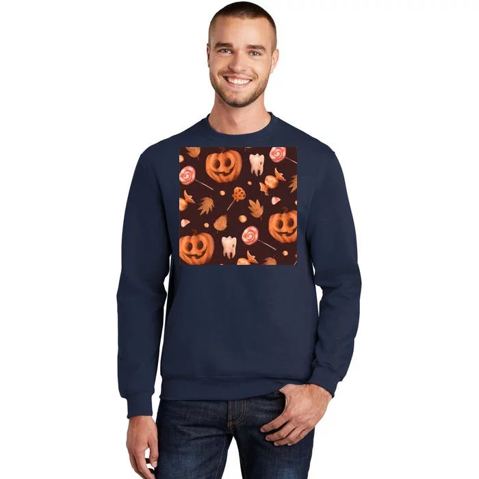 Creepy Halloween Pumpkin Candy Tall Sweatshirt