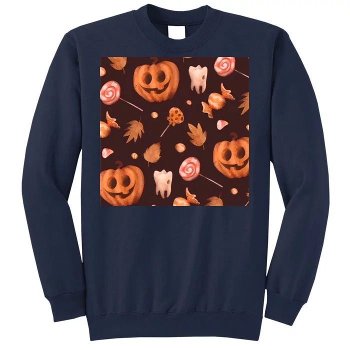 Creepy Halloween Pumpkin Candy Tall Sweatshirt