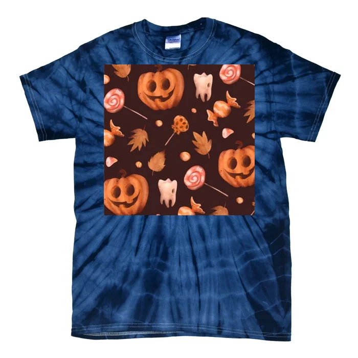 Creepy Halloween Pumpkin Candy Tie-Dye T-Shirt