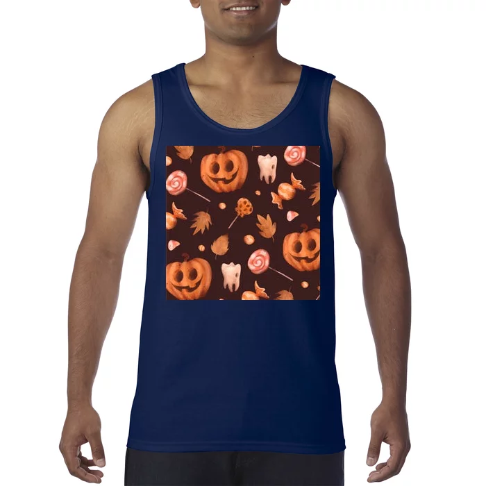 Creepy Halloween Pumpkin Candy Tank Top