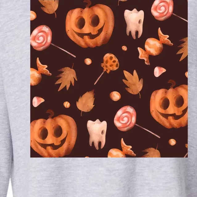 Creepy Halloween Pumpkin Candy Cropped Pullover Crew