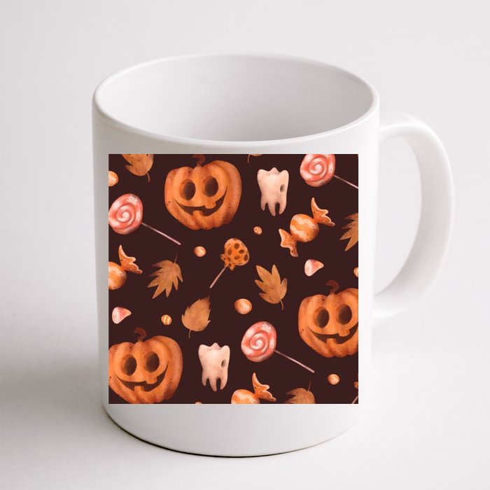 Creepy Halloween Pumpkin Candy Front & Back Coffee Mug