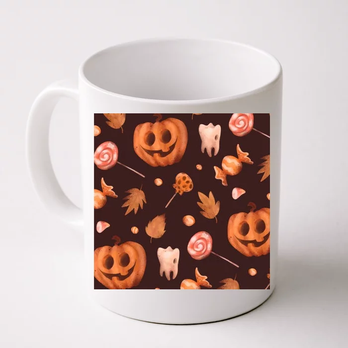 Creepy Halloween Pumpkin Candy Front & Back Coffee Mug