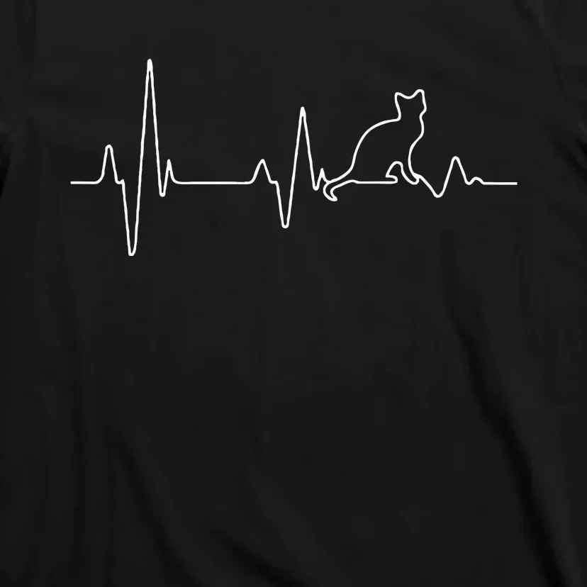 Cat Heartbeat Pulse EKG Cat Running Through My Veins T-Shirt