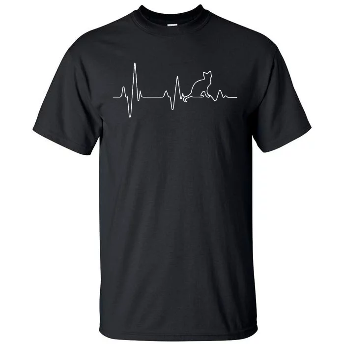 Cat Heartbeat Pulse EKG Cat Running Through My Veins Tall T-Shirt