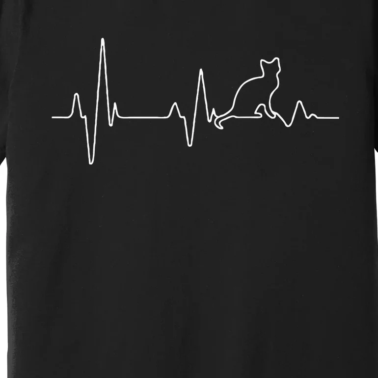 Cat Heartbeat Pulse EKG Cat Running Through My Veins Premium T-Shirt