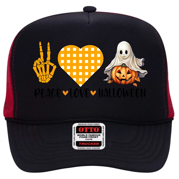 Cute Halloween Peace Love And Gnome Fall Gift High Crown Mesh Trucker Hat