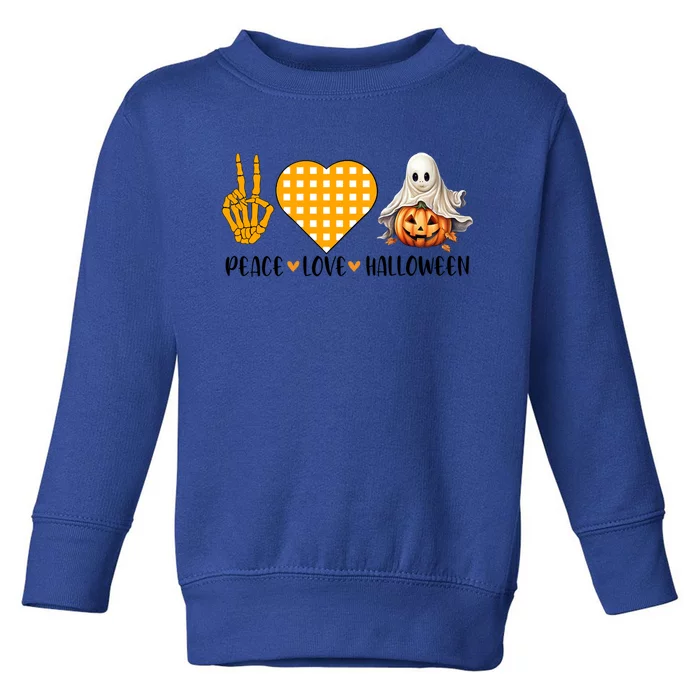 Cute Halloween Peace Love And Gnome Fall Gift Toddler Sweatshirt