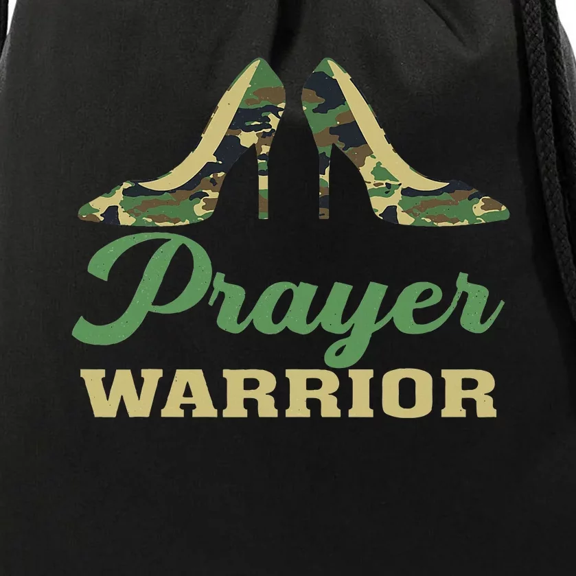 Camo Heels Prayer Warrior Faith God Jesus Christian Drawstring Bag