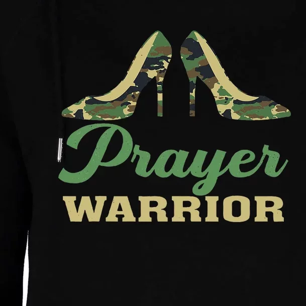 Camo Heels Prayer Warrior Faith God Jesus Christian Womens Funnel Neck Pullover Hood