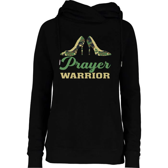 Camo Heels Prayer Warrior Faith God Jesus Christian Womens Funnel Neck Pullover Hood