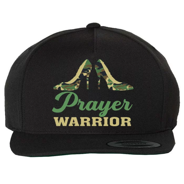 Camo Heels Prayer Warrior Faith God Jesus Christian Wool Snapback Cap