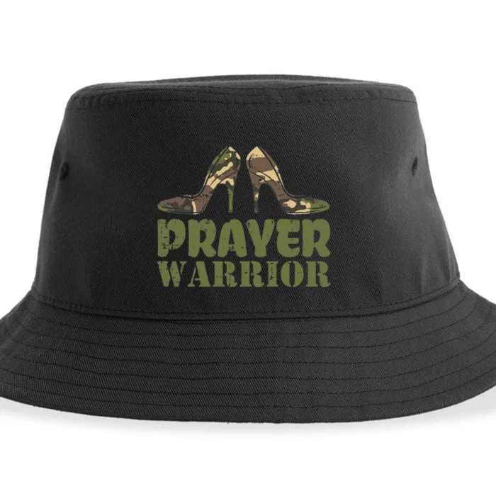 Camo Heels Prayer Warrior Faith God Jesus Christian Sustainable Bucket Hat