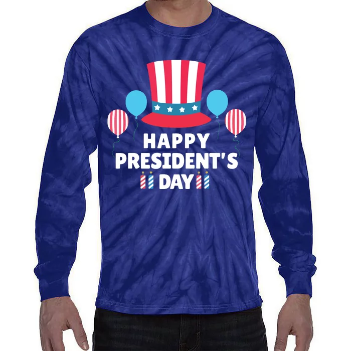 Cute Happy Presidents Day American Colors Patriots Gift Tie-Dye Long Sleeve Shirt