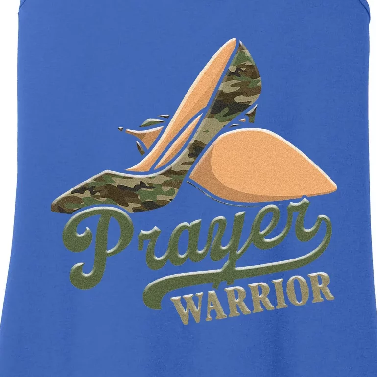 Camo Heels Prayer Warrior Faith God Jesus Christian Gift Ladies Essential Tank