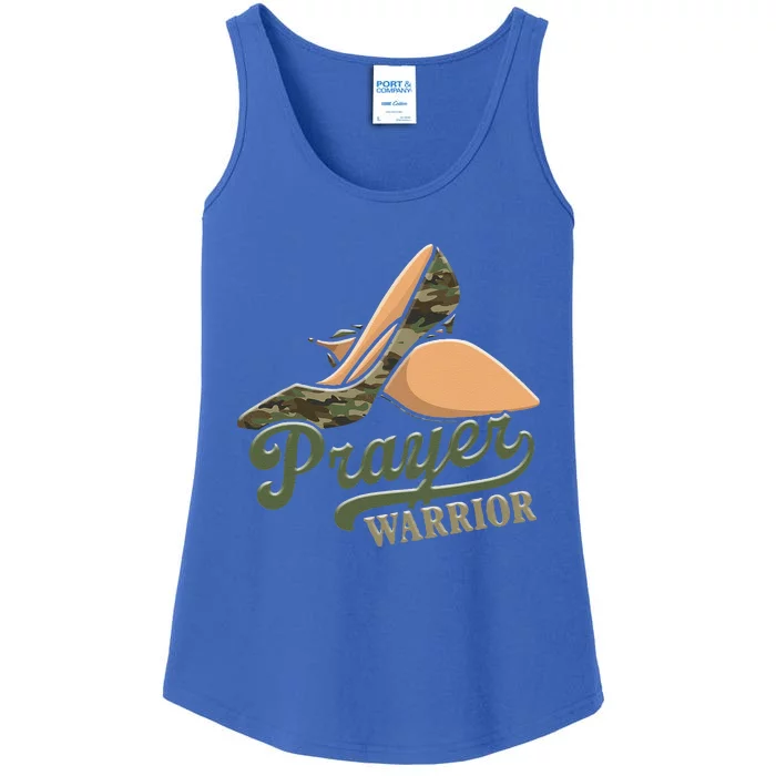 Camo Heels Prayer Warrior Faith God Jesus Christian Gift Ladies Essential Tank