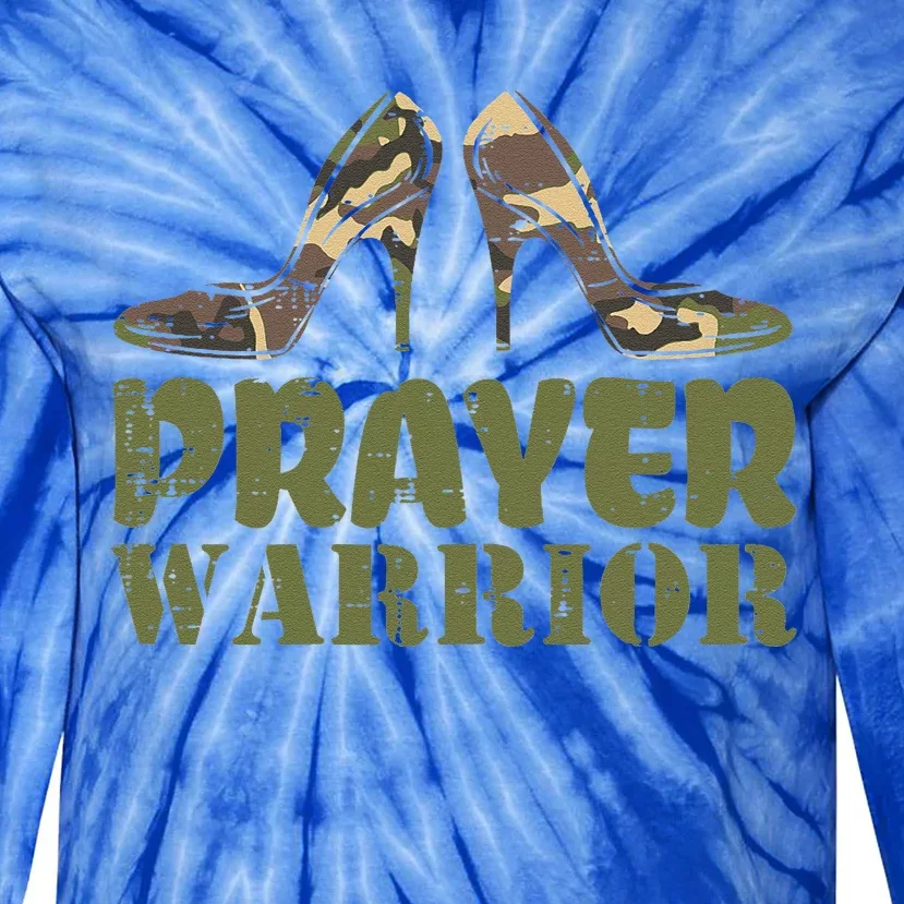 Camo Heels Prayer Warrior Faith God Jesus Christian Love Tie-Dye Long Sleeve Shirt